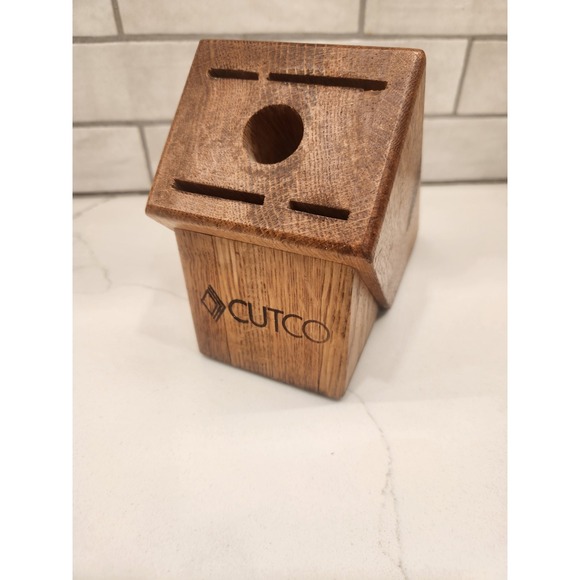 Cutco 5 Slot Knife Block Wood Oak - Made in‎ the USA Used. Block Only - Picture 1 of 9
